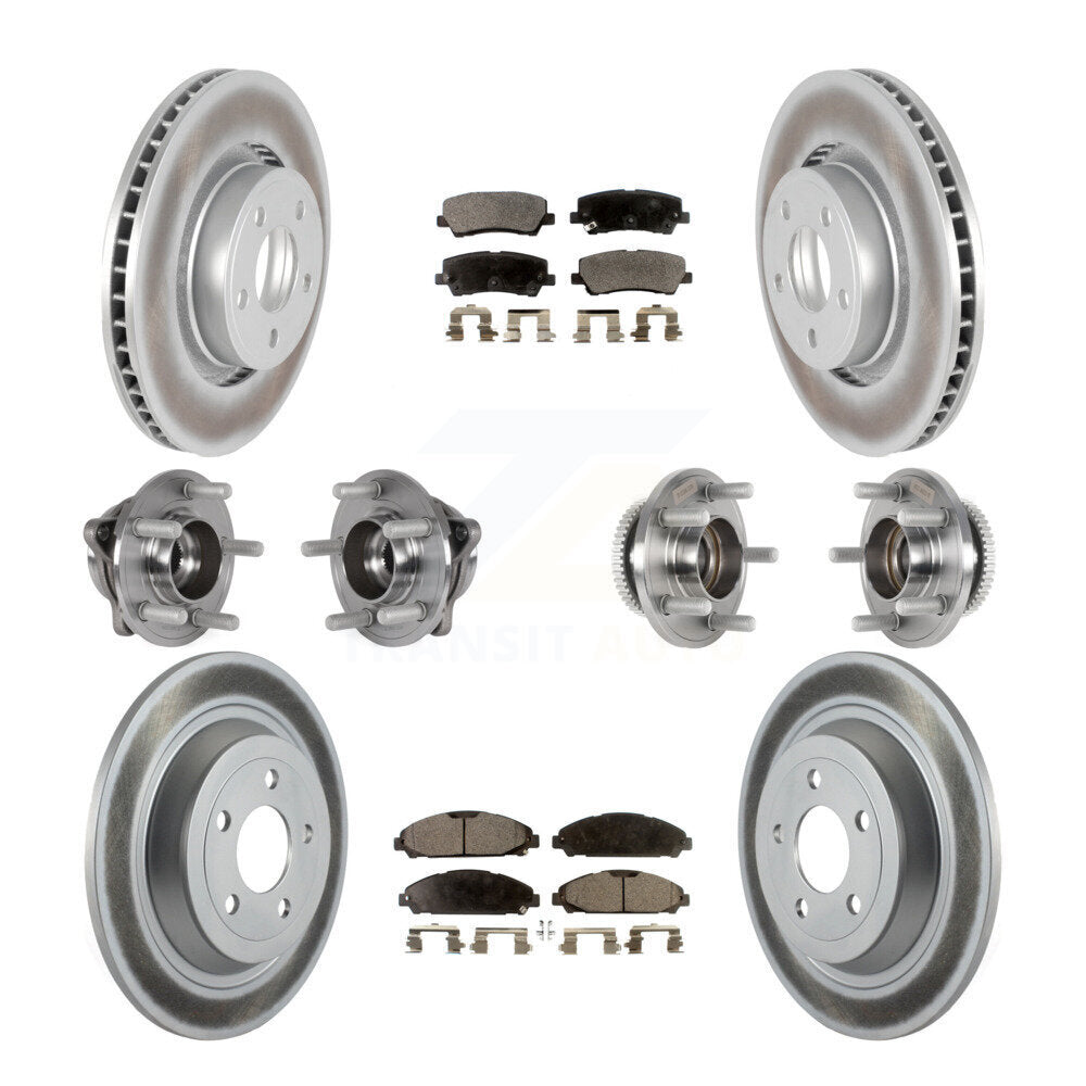 Front Rear Hub Bearing Coated Brake Rotor & Pads Kit (10Pc) For Ford Mustang V6 with 3.7L KBB-125954