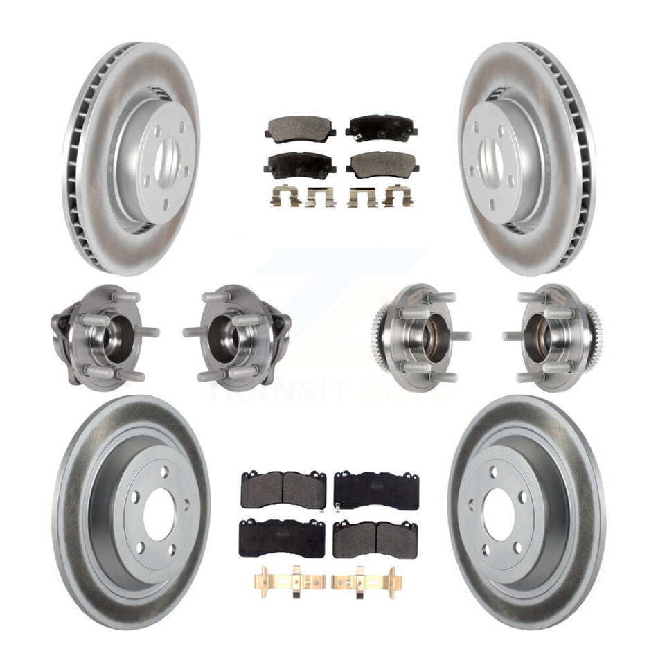 Front Rear Hub Bearing Coat Brake Rotor Pad Kit (10Pc) For 2015 Ford Mustang V6 with 3.7L KBB-125955