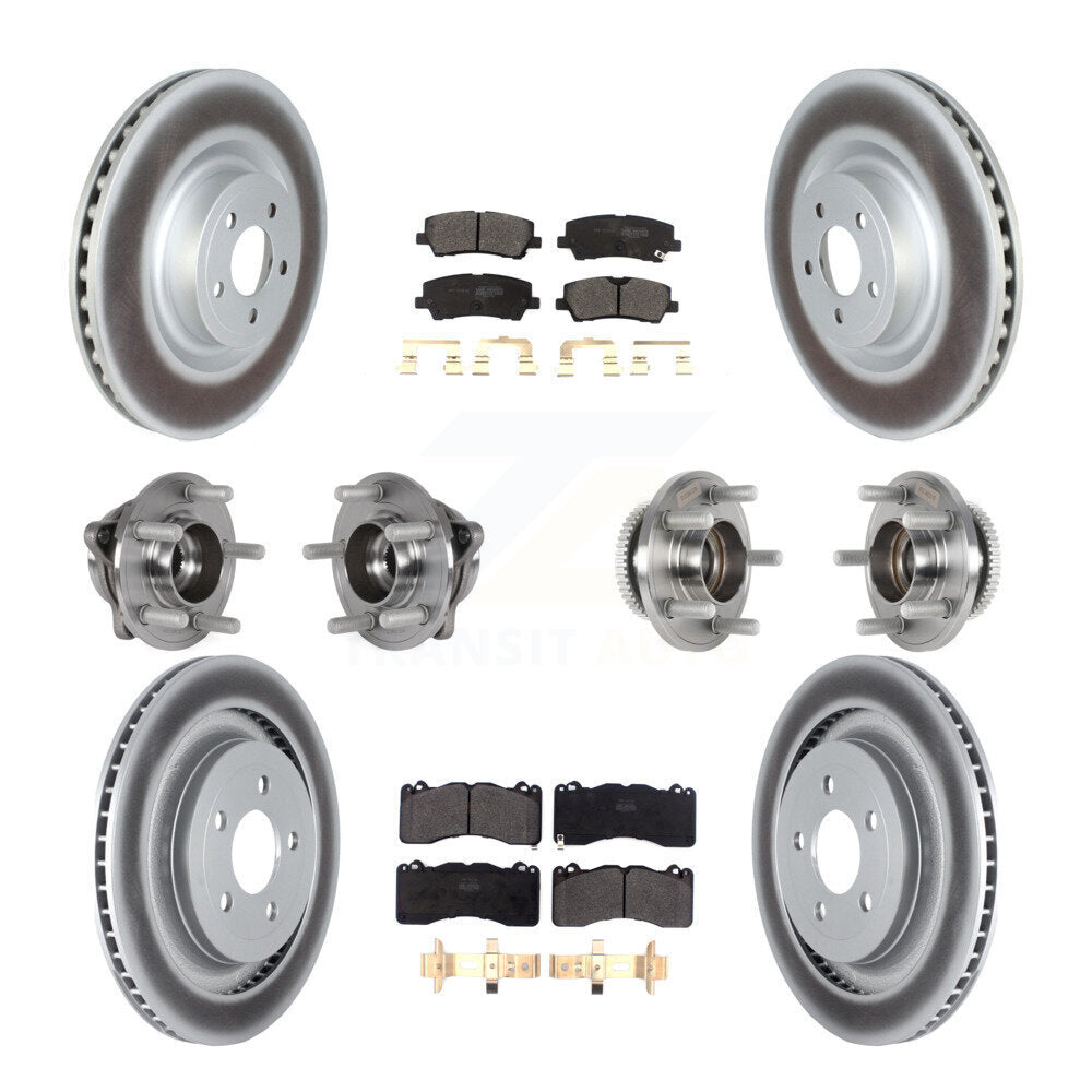Front Rear Hub Bearings Coated Disc Brake Rotors And Pads Kit (10Pc) For Ford Mustang KBB-125956