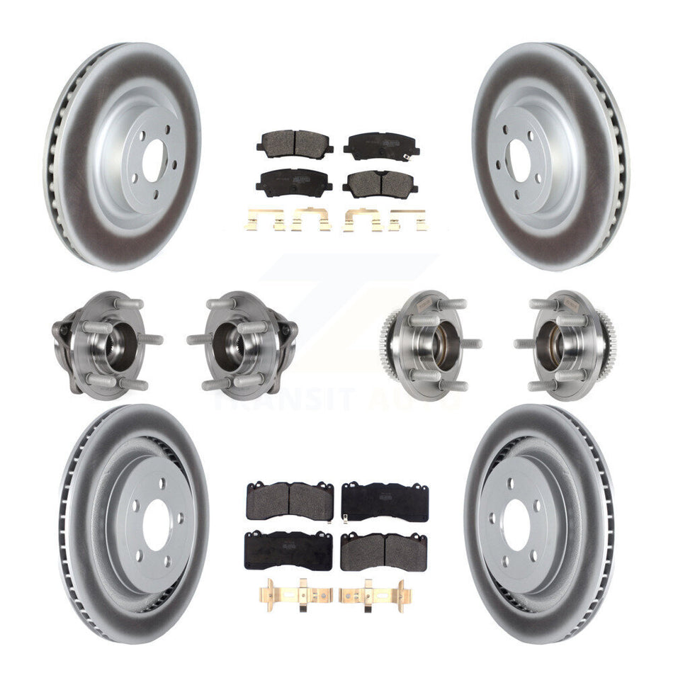 Front Rear Hub Bearings Coated Disc Brake Rotors And Pads Kit (10Pc) For Ford Mustang KBB-125956