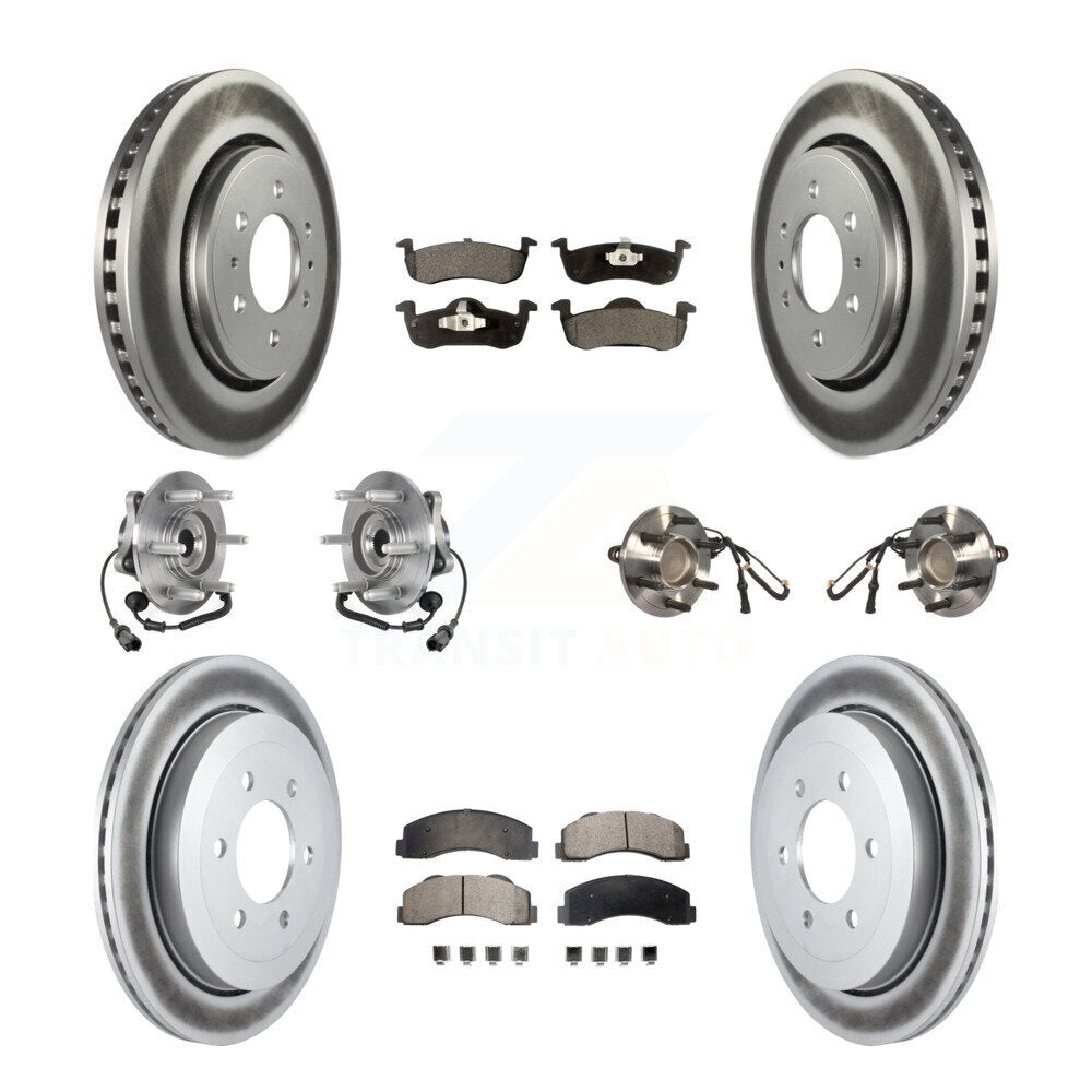 Front Rear Hub Bearing Coated Brake Rotor Pads Kit (10Pc) For Ford Expedition Lincoln RWD KBB-125968