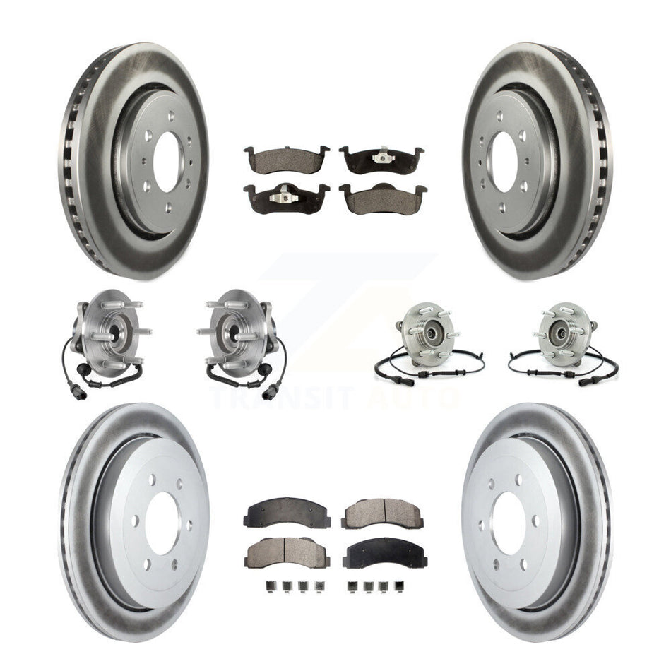 Front Rear Hub Bearing Coated Brake Rotor Pads Kit (10Pc) For Ford Expedition Lincoln 4WD KBB-125969