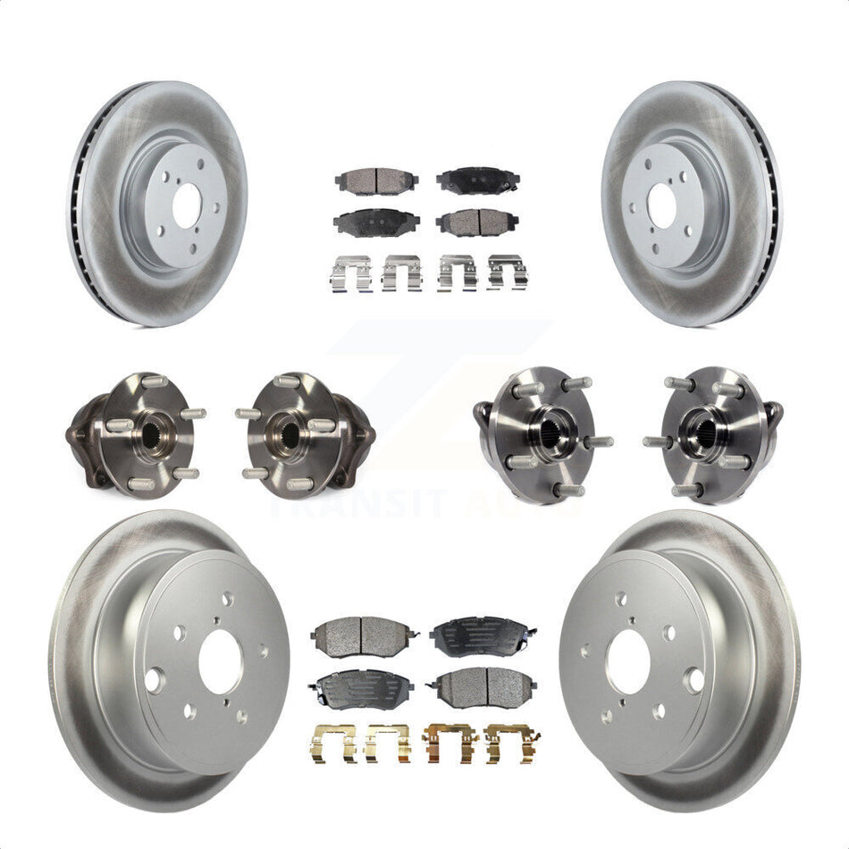 Front Rear Hub Bearing Assembly Coated Disc Brake Rotor And Pad Kit (10Pc) For Subaru WRX KBB-125974