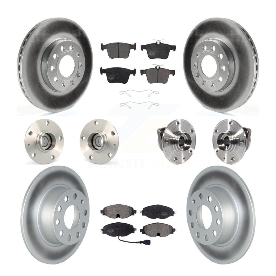 Front Rear Hub Bearing Coated Brake Rotor Pads Kit (10Pc) For 19-21 Volkswagen Jetta 1.4L KBB-125985