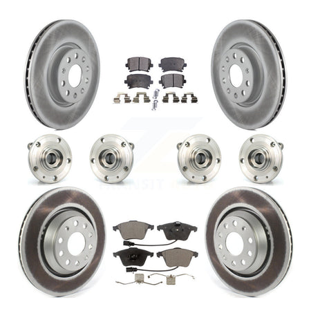 Front Rear Hub Bearings Coated Disc Brake Rotors And Pads Kit (10Pc) For Volkswagen CC KBB-125989