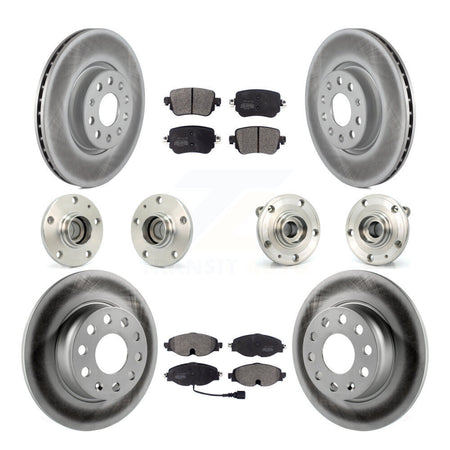 Front Rear Hub Bearing Coated Disc Brake Rotors And Pads Kit (10Pc) For Volkswagen Passat KBB-125990
