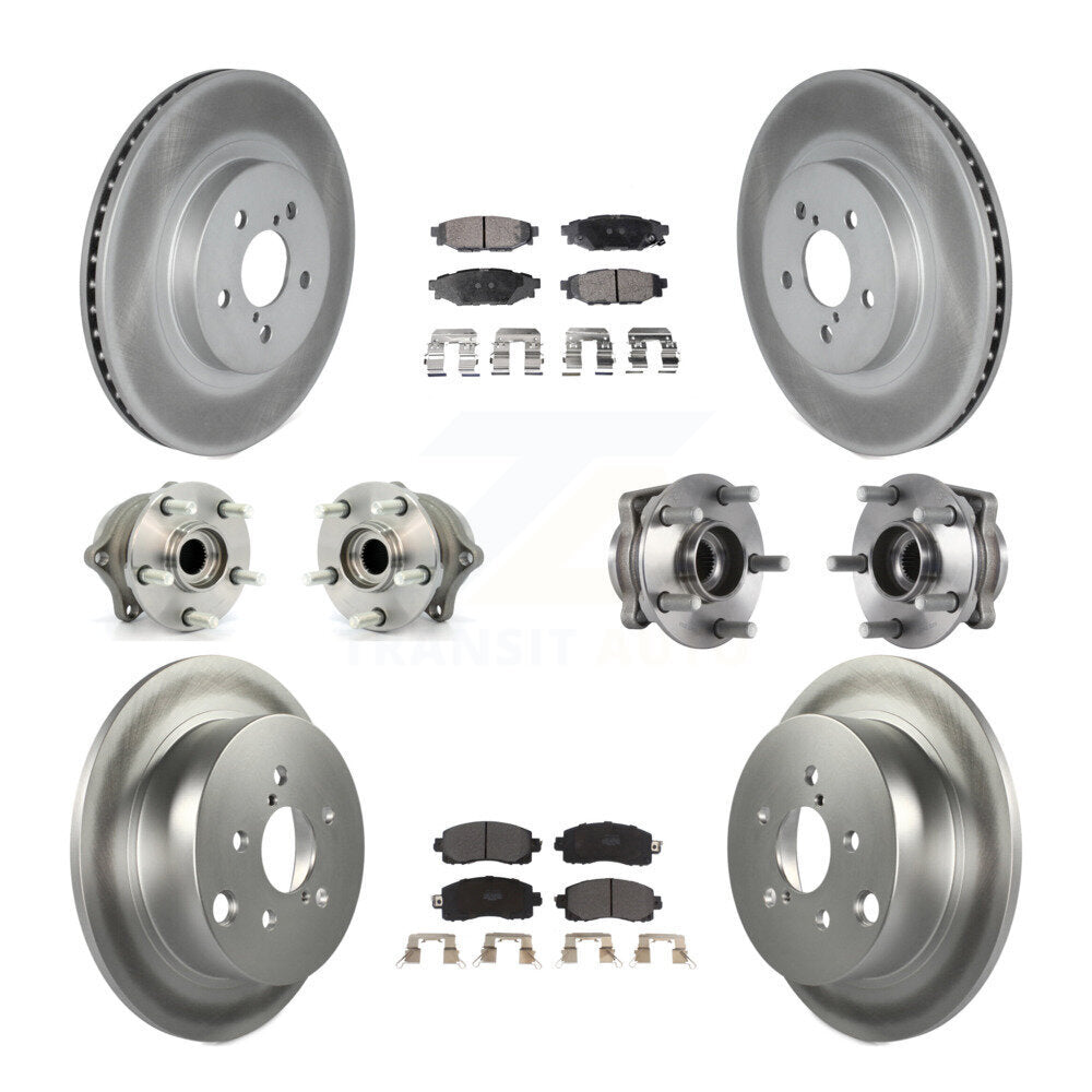 Front Rear Hub Bearings Coated Disc Brake Rotors And Pads Kit (10Pc) For Subaru Crosstrek KBB-125993