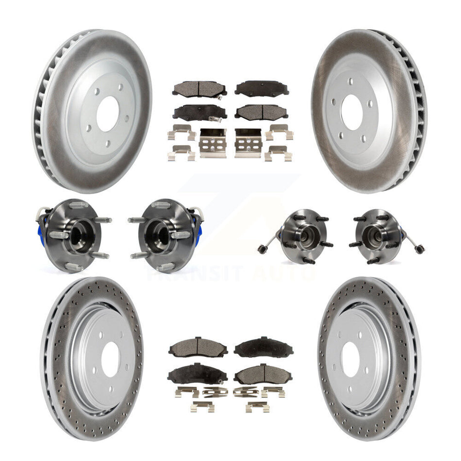 Front Rear Hub Bearings Coated Disc Brake Rotors And Pads Kit (10Pc) For Cadillac XLR KBB-126001