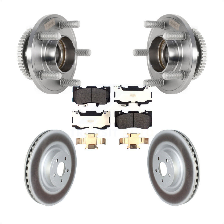 Front Hub Bearing Assembly Coated Disc Brake Rotors And Pads Kit For Ford Mustang KBB-126007