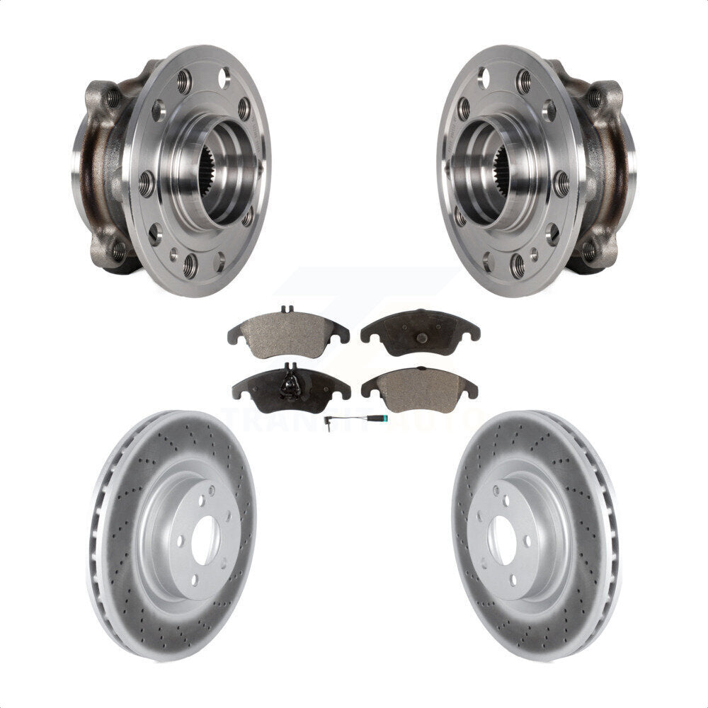 Front Hub Bearing Assembly Coated Brake Rotor And Pad Kit For 2017 Mercedes-Benz E400 AWD KBB-126016