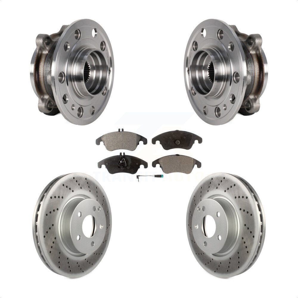 Front Hub Bearing Assembly Coated Brake Rotor And Pad Kit For 2017 Mercedes-Benz E400 AWD KBB-126019