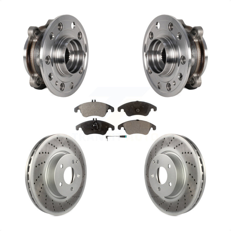 Front Hub Bearing Assembly Coated Brake Rotor And Pad Kit For 2017 Mercedes-Benz E400 AWD KBB-126019