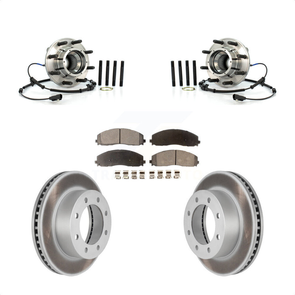 Front Hub Bearing Assembly Coated Brake Rotor Pads Kit For 2013 Ford F-250 Super Duty 4WD KBB-126036