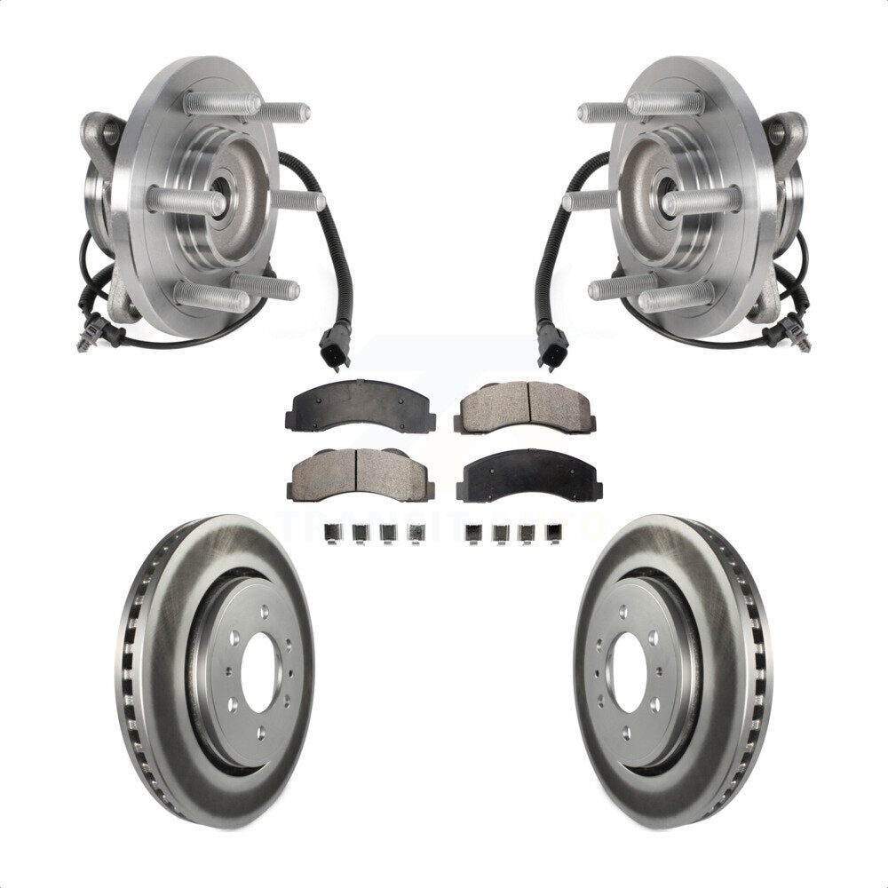 Front Hub Bearing Coated Brake Rotor & Pads Kit For Ford Expedition Lincoln Navigator 4WD KBB-126040