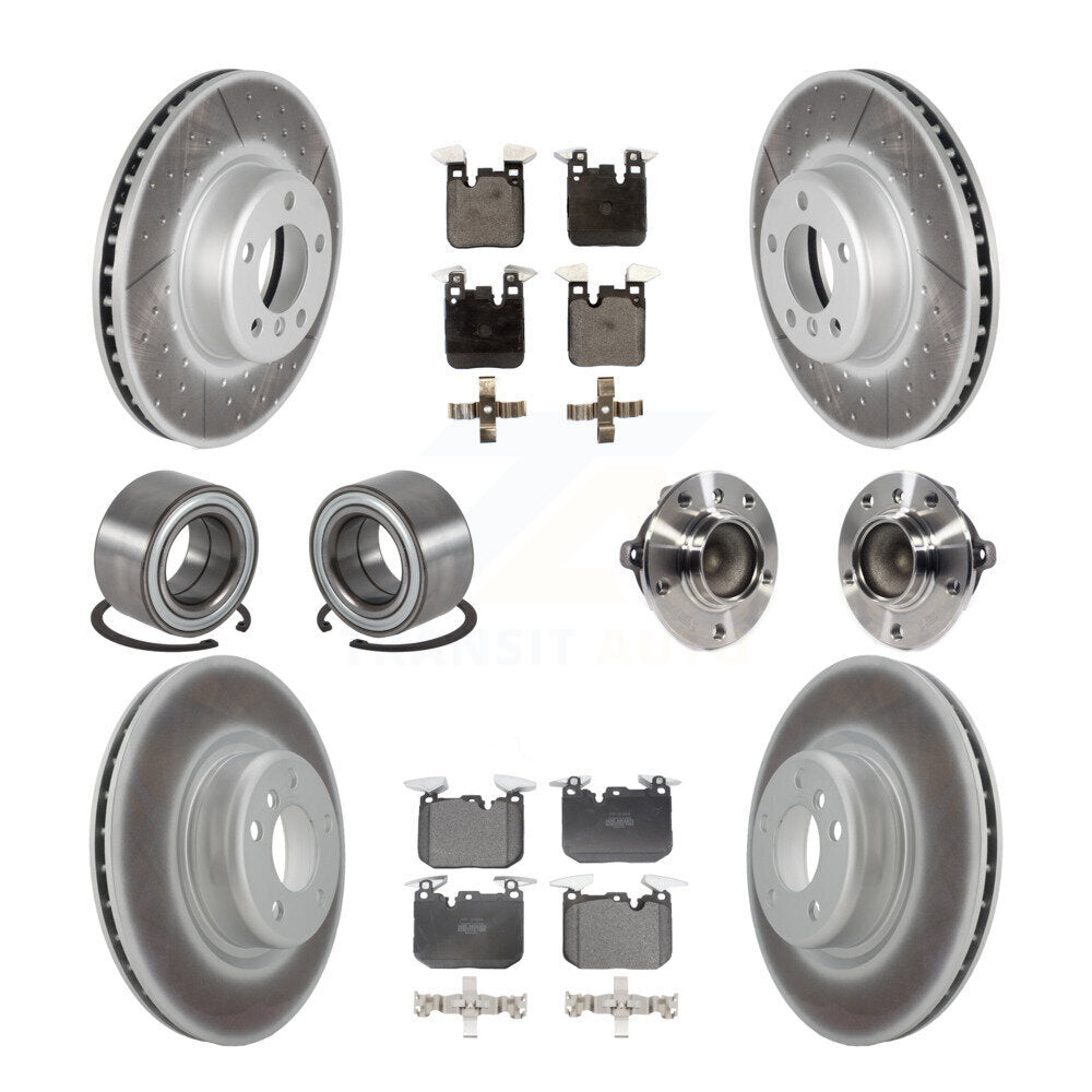 Front Rear Hub Bearing Coated Disc Brake Rotor & Pads Shoe Kit (10Pc) For BMW M235i M240i KBB-126052
