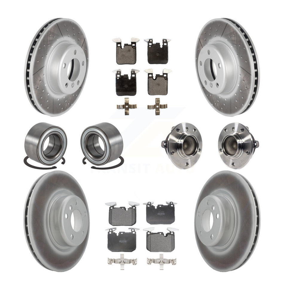 Front Rear Hub Bearing Coated Disc Brake Rotor & Pads Shoe Kit (10Pc) For BMW M235i M240i KBB-126052