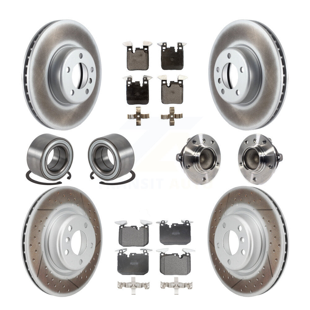 Front Rear Hub Bearing Coated Disc Brake Rotor & Pads Shoe Kit (10Pc) For BMW M235i M240i KBB-126053