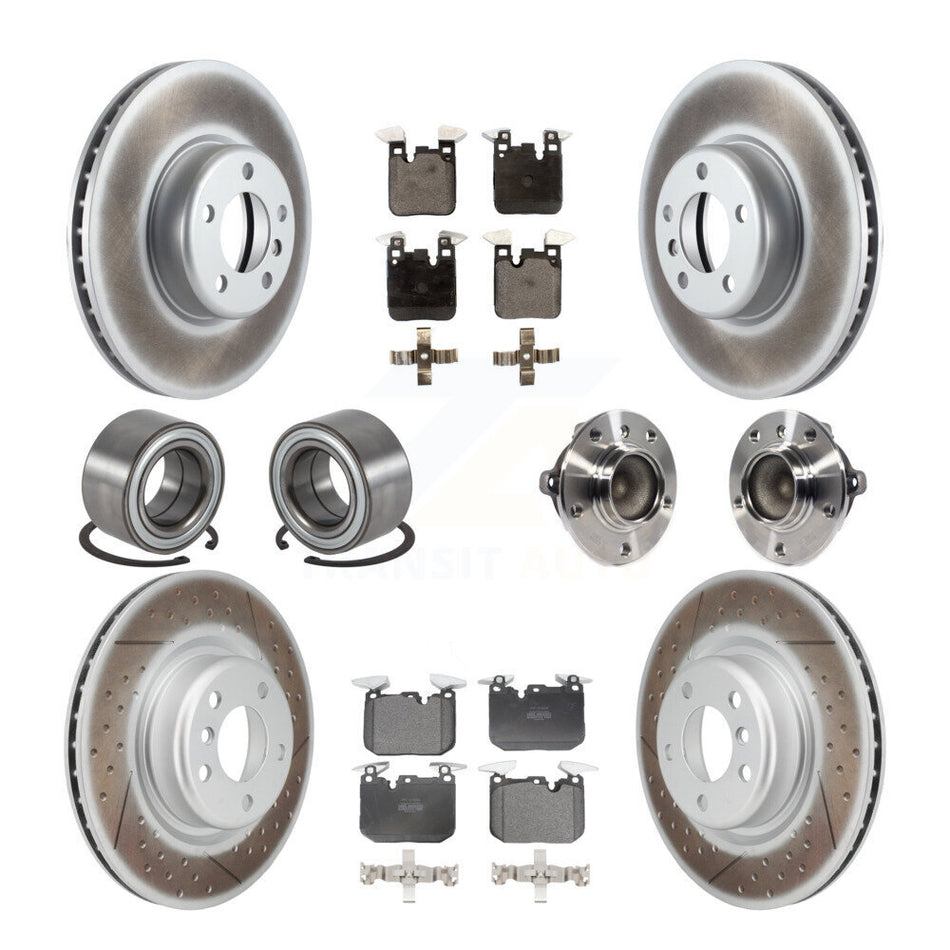 Front Rear Hub Bearing Coated Disc Brake Rotor & Pads Shoe Kit (10Pc) For BMW M235i M240i KBB-126053