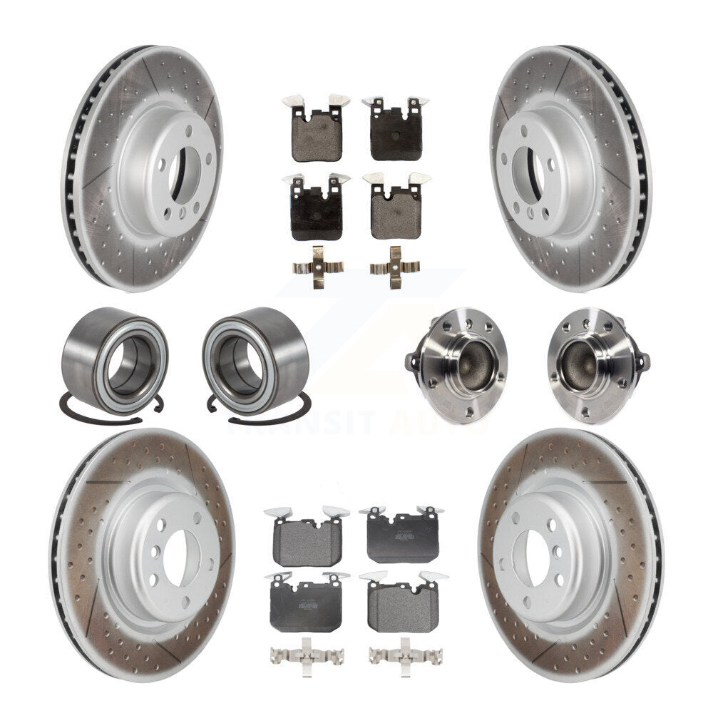 Front Rear Hub Bearing Coated Disc Brake Rotor & Pads Shoe Kit (10Pc) For BMW M235i M240i KBB-126054