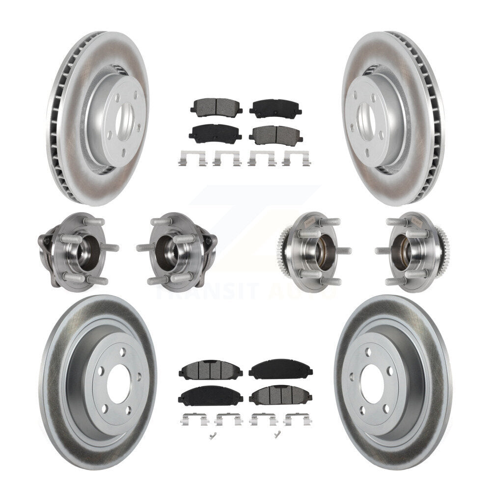 Front Rear Hub Bearing Coated Brake Rotor & Pads Kit (10Pc) For Ford Mustang V6 with 3.7L KBB-126095
