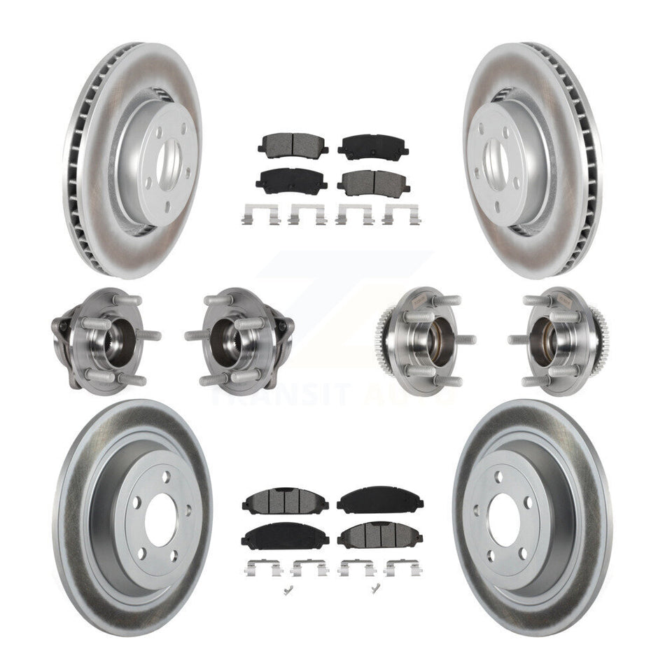 Front Rear Hub Bearing Coated Brake Rotor & Pads Kit (10Pc) For Ford Mustang V6 with 3.7L KBB-126095