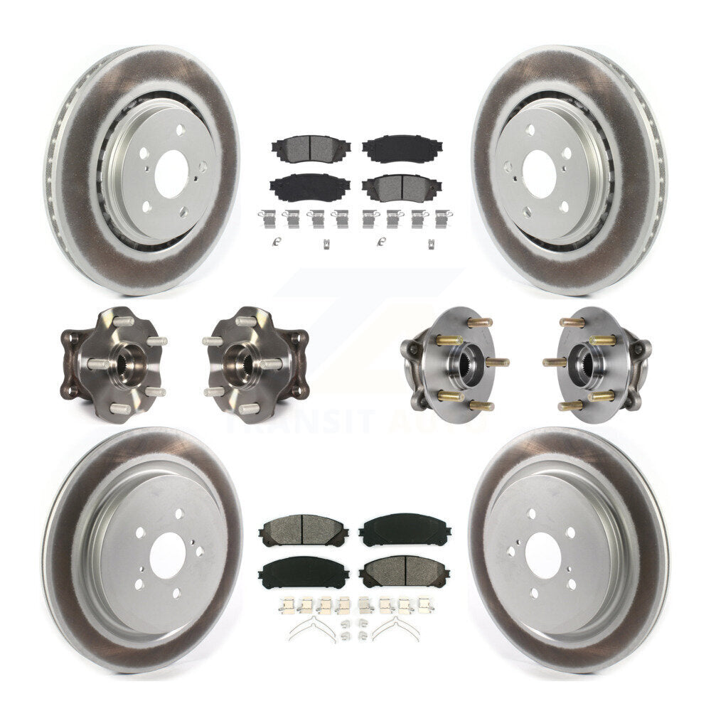 Front Rear Hub Bearing Coated Brake Rotor & Pads Kit (10Pc) For Lexus RX350 RX450h RX350L KBB-126096