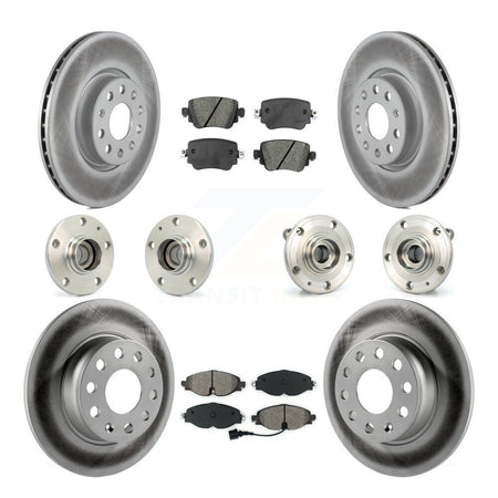 Front Rear Hub Bearing Coated Disc Brake Rotors And Pads Kit (10Pc) For Volkswagen Passat KBB-126098