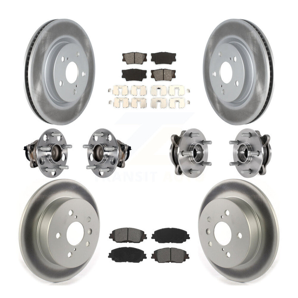 Front Rear Hub Bearings Coated Disc Brake Rotors And Pads Kit (10Pc) For Toyota Camry KBB-126102