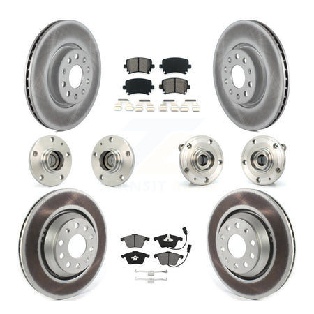 Front Rear Hub Bearings Coated Disc Brake Rotors And Pads Kit (10Pc) For Volkswagen CC KBB-126118