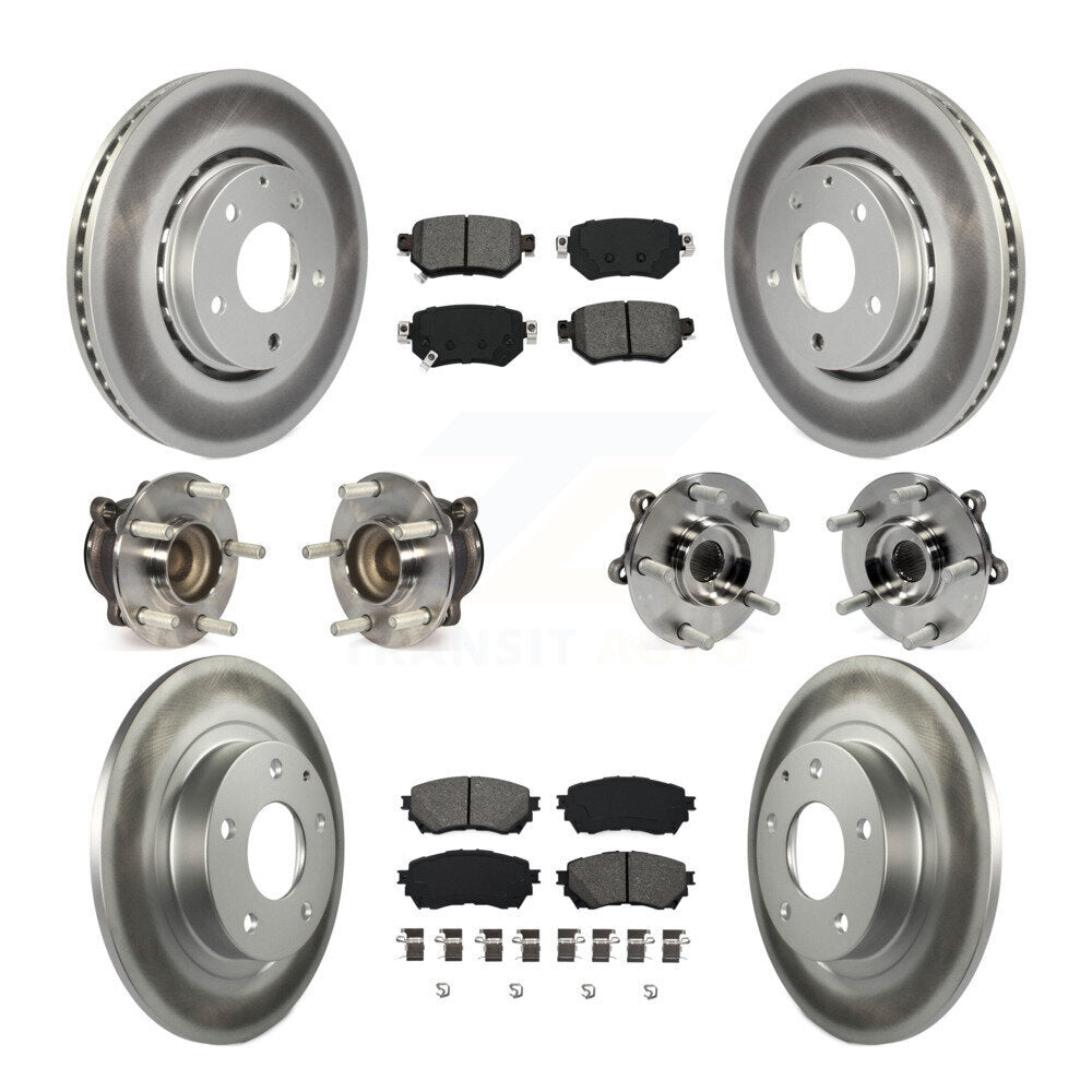 Front Rear Hub Bearing Coated Brake Rotor Pads Kit (10Pc) For Mazda 6 Naturally Aspirated KBB-126119