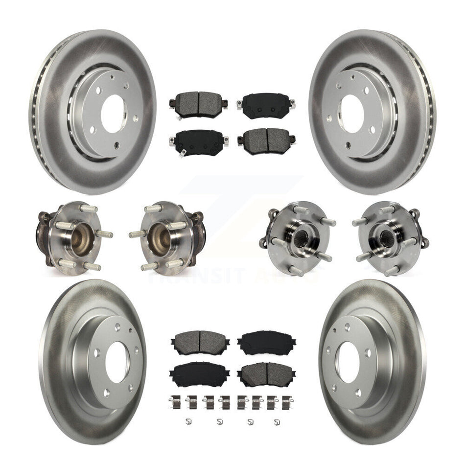 Front Rear Hub Bearing Coated Brake Rotor Pads Kit (10Pc) For Mazda 6 Naturally Aspirated KBB-126119