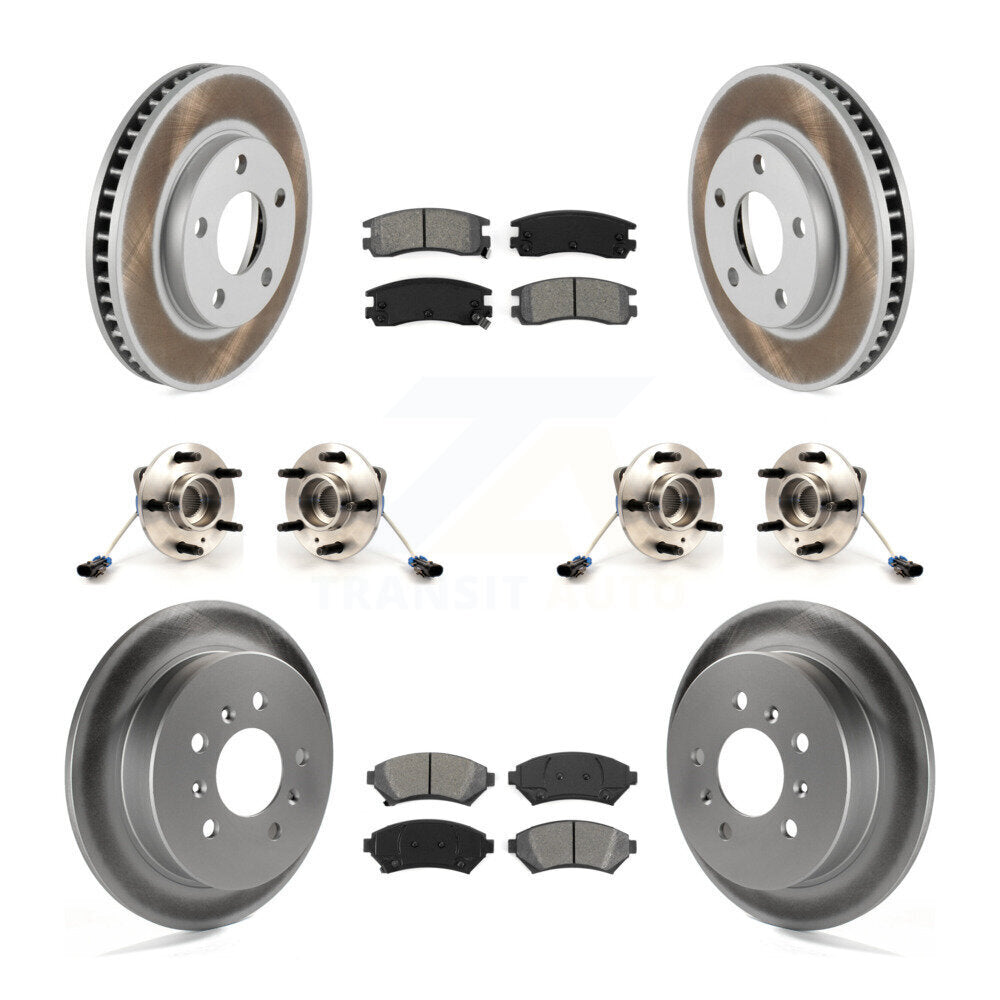 Front Rear Hub Bearing Coated Brake Rotor And Pad Kit (10Pc) For 2001 Pontiac Montana AWD KBB-126120