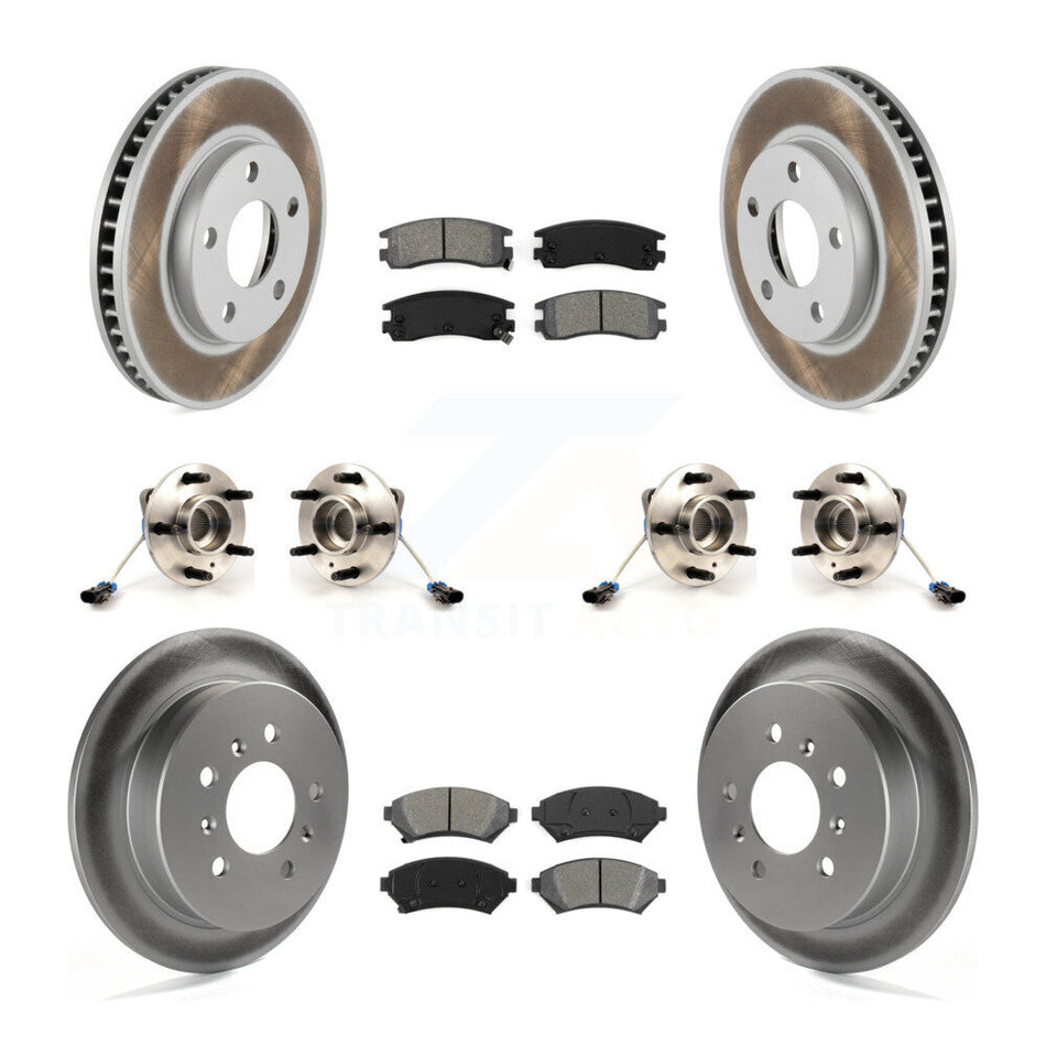 Front Rear Hub Bearing Coated Brake Rotor And Pad Kit (10Pc) For 2001 Pontiac Montana AWD KBB-126120