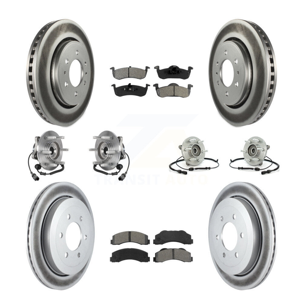 Front Rear Hub Bearing Coated Brake Rotor Pads Kit (10Pc) For Ford Expedition Lincoln 4WD KBB-126126