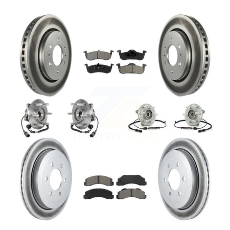 Front Rear Hub Bearing Coated Brake Rotor Pads Kit (10Pc) For Ford Expedition Lincoln 4WD KBB-126126