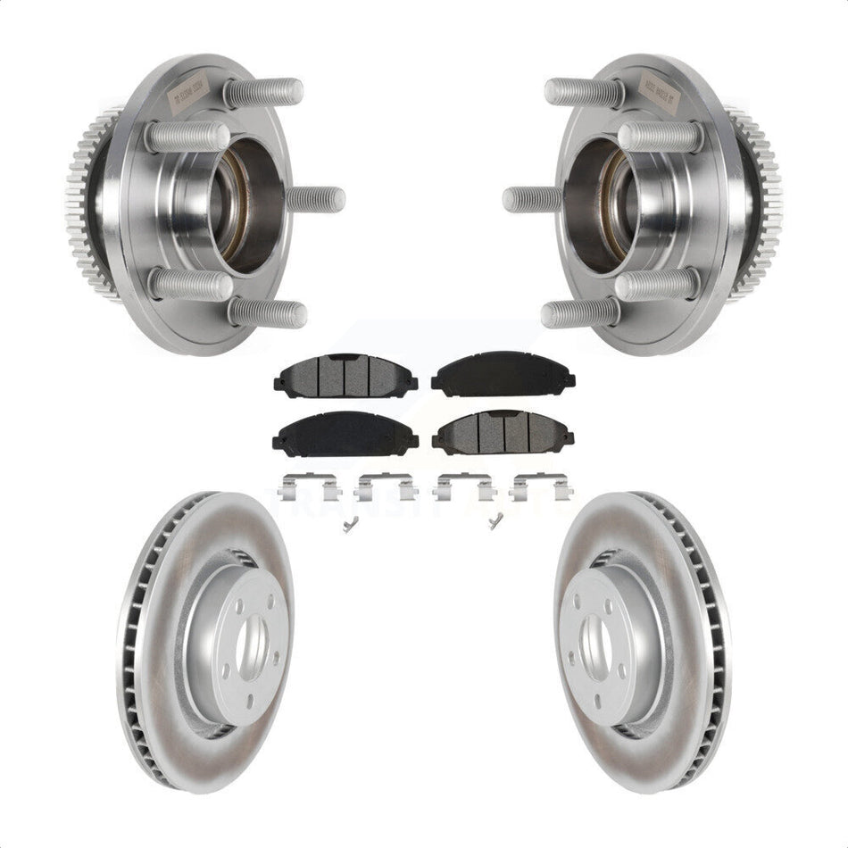 Front Hub Bearing Assembly Coated Disc Brake Rotors And Pads Kit For Ford Mustang KBB-126144