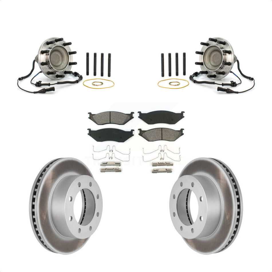 Front Hub Bearing Coated Brake Rotor Pads Kit For Ford F-450 Super Duty With 8 Lug Wheels KBB-126149