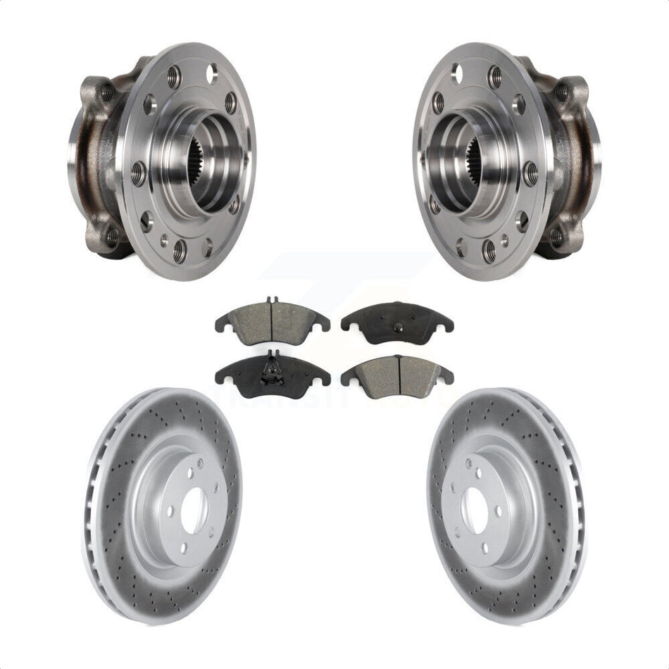 Front Hub Bearing Assembly Coated Brake Rotor And Pad Kit For 2017 Mercedes-Benz E400 AWD KBB-126150