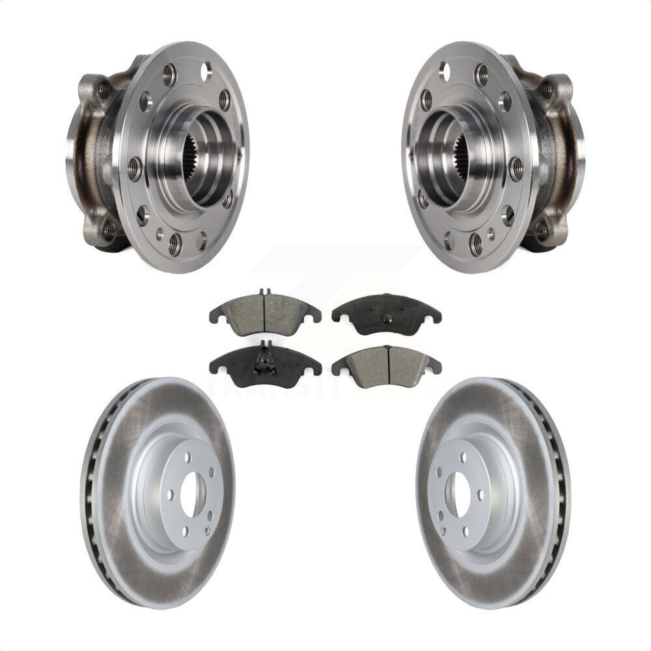 Front Hub Bearing Assembly Coated Brake Rotor And Pad Kit For 2017 Mercedes-Benz E400 AWD KBB-126152