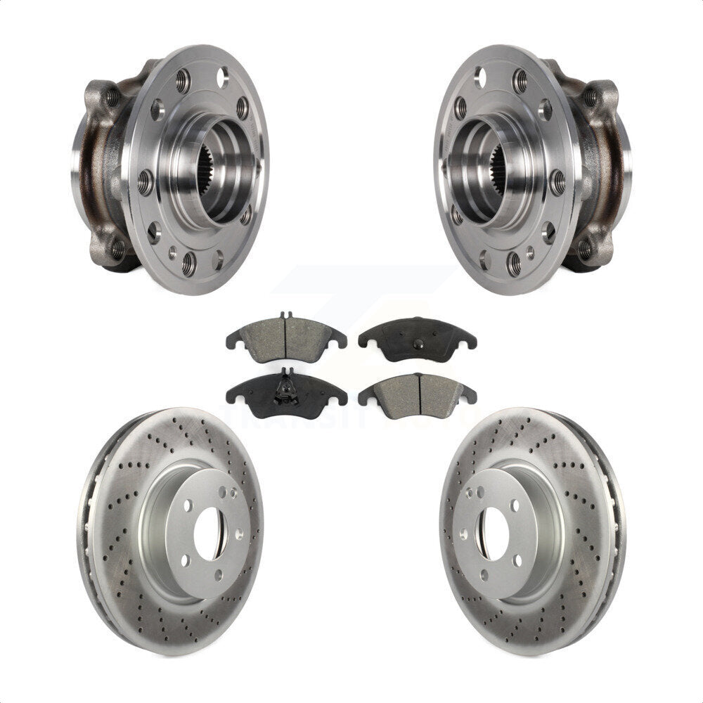 Front Hub Bearing Assembly Coated Brake Rotor And Pad Kit For 2017 Mercedes-Benz E400 AWD KBB-126153