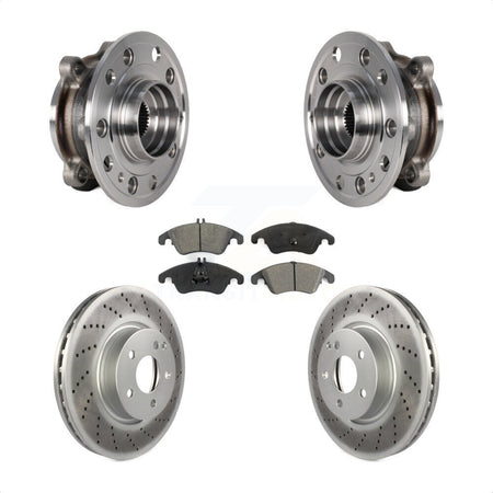 Front Hub Bearing Assembly Coated Brake Rotor And Pad Kit For 2017 Mercedes-Benz E400 AWD KBB-126153
