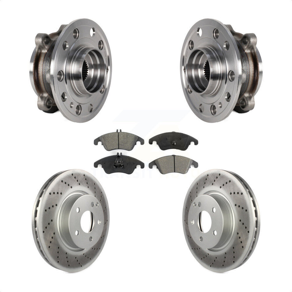 Front Hub Bearing Assembly Coated Brake Rotor And Pad Kit For 2017 Mercedes-Benz E400 AWD KBB-126153