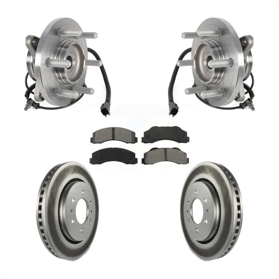 Front Hub Bearing Coated Brake Rotor & Pads Kit For Ford Expedition Lincoln Navigator 4WD KBB-126162