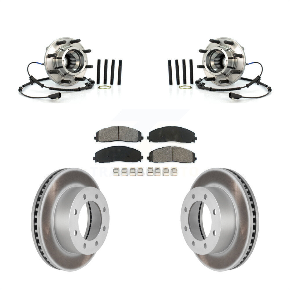 Front Hub Bearing Assembly Coated Brake Rotor Pads Kit For 2013 Ford F-250 Super Duty 4WD KBB-126163