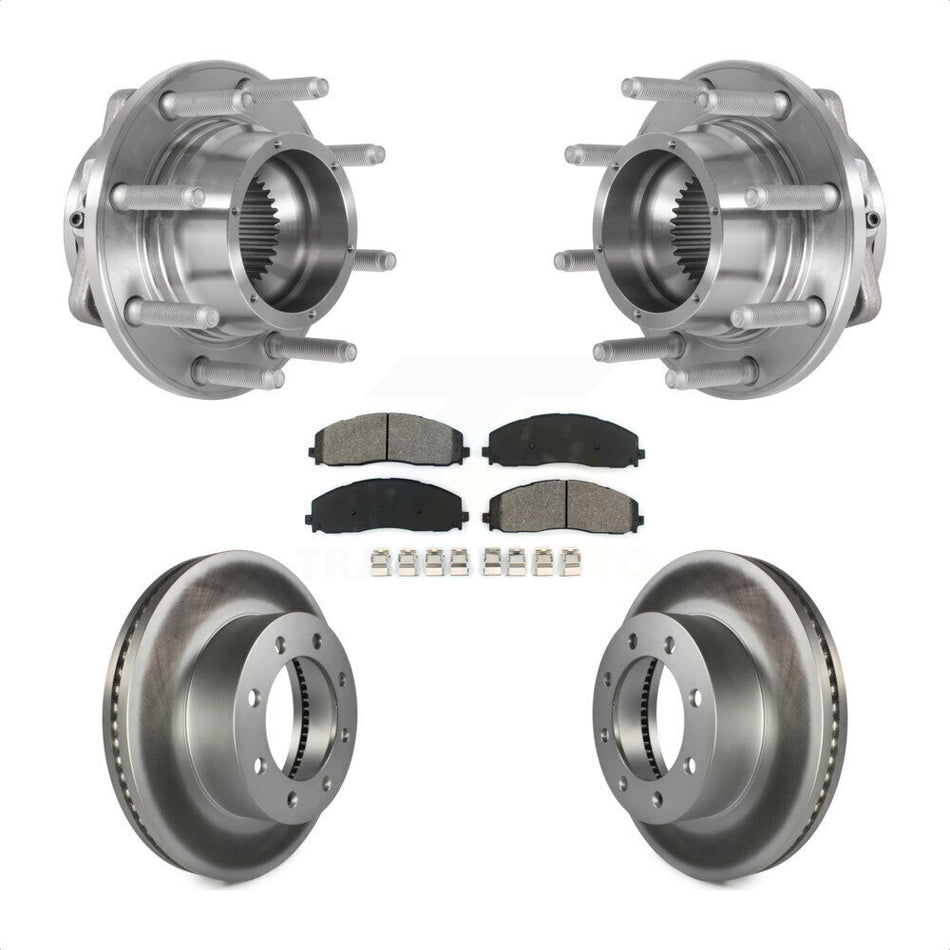 Front Hub Bearing Coat Brake Rotor Pads Kit For 2017-2022 Ford F-350 Super Duty F-250 4WD KBB-126164