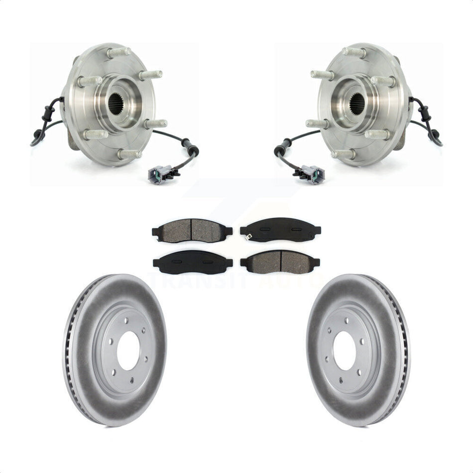 Front Hub Bearing Assembly Coated Brake Rotor & Pads Kit For 2007 Nissan TITAN From 04 07 KBB-126166