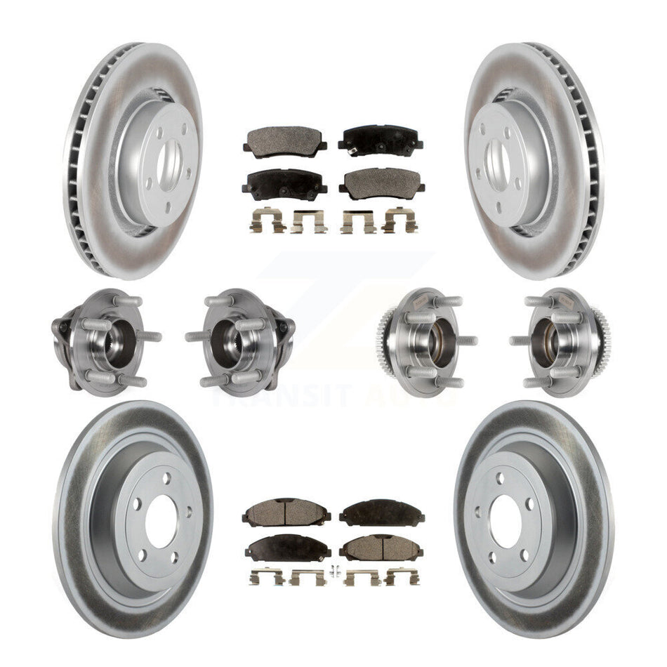 Front Rear Hub Bearing Coated Brake Rotor & Pads Kit (10Pc) For Ford Mustang V6 with 3.7L KBB-126189