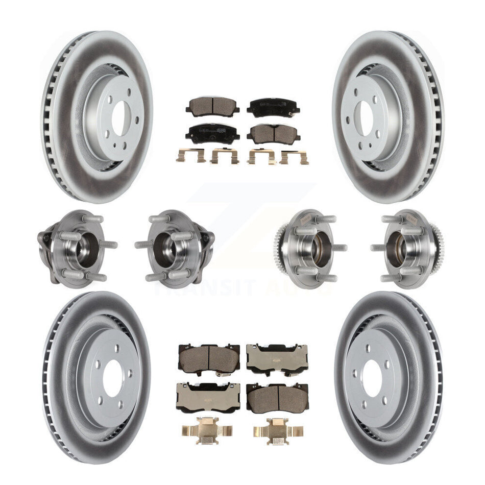 Front Rear Hub Bearings Coated Disc Brake Rotors And Pads Kit (10Pc) For Ford Mustang KBB-126190