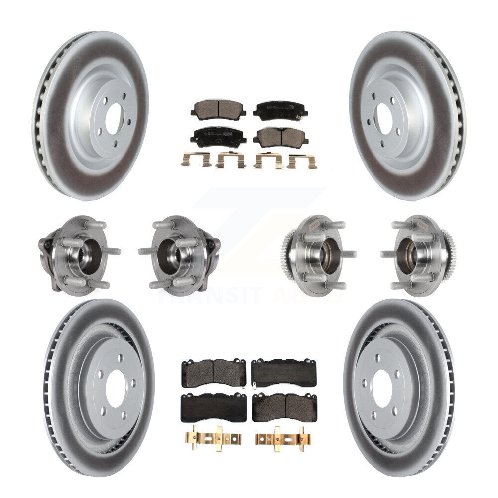 Front Rear Hub Bearings Coated Disc Brake Rotors And Pads Kit (10Pc) For Ford Mustang KBB-126191
