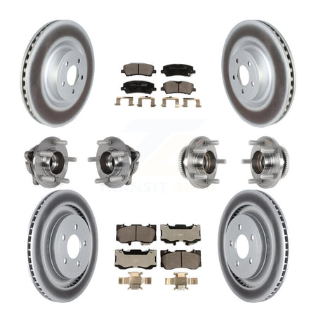 Front Rear Hub Bearings Coated Disc Brake Rotors And Pads Kit (10Pc) For Ford Mustang KBB-126192